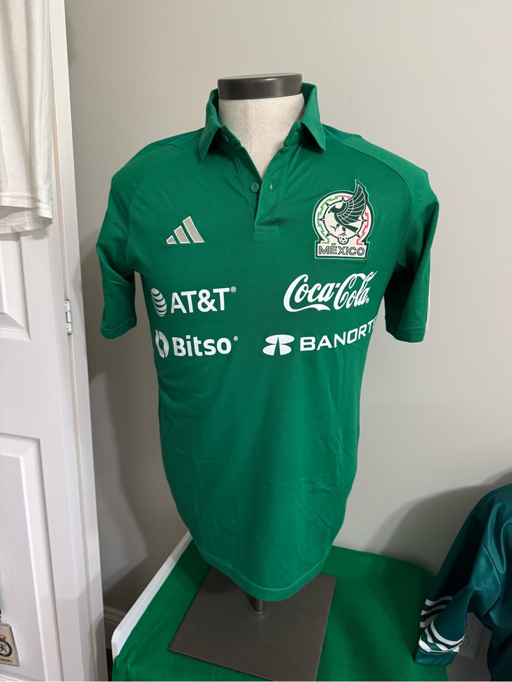 adidas Green Mexico Polo Shirt with Sponsor Logos